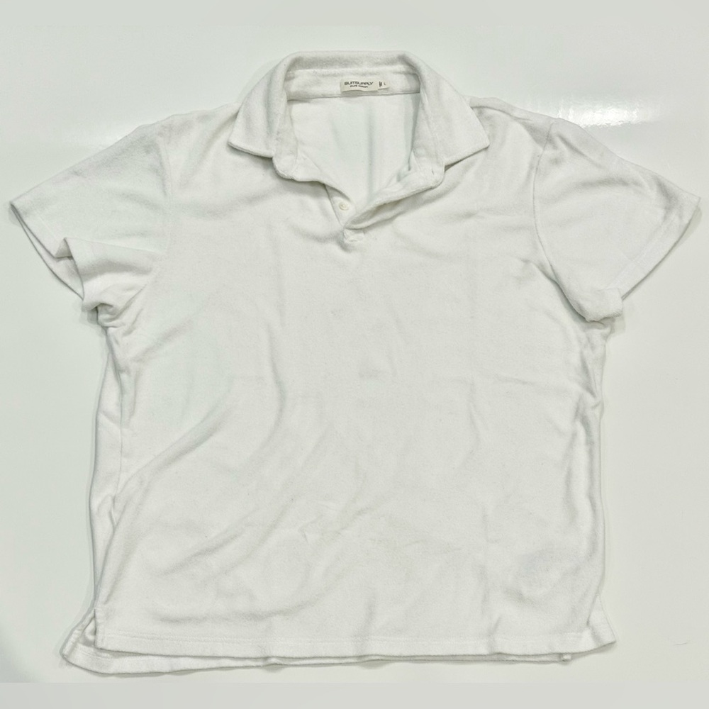 SUITSUPPLY White Terry Cloth Polo L